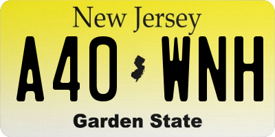 NJ license plate A40WNH