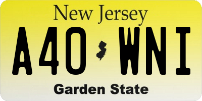 NJ license plate A40WNI