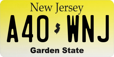 NJ license plate A40WNJ