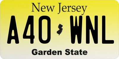 NJ license plate A40WNL