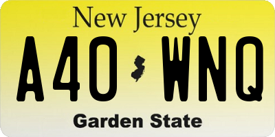 NJ license plate A40WNQ