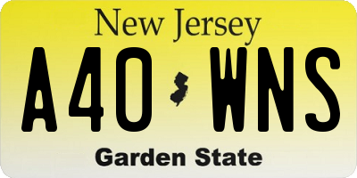 NJ license plate A40WNS