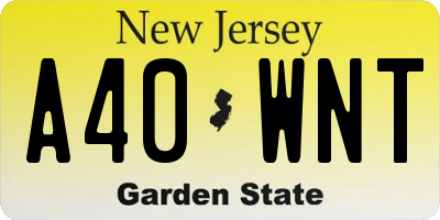 NJ license plate A40WNT