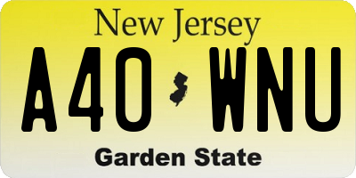 NJ license plate A40WNU