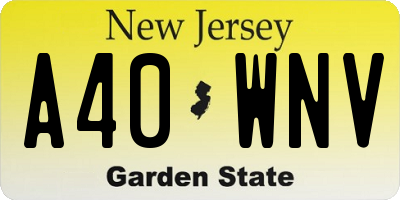 NJ license plate A40WNV