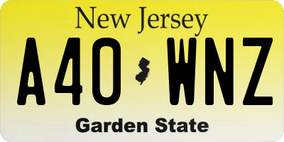 NJ license plate A40WNZ