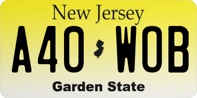 NJ license plate A40WOB