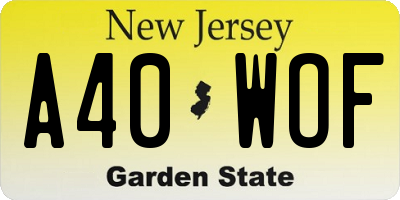 NJ license plate A40WOF
