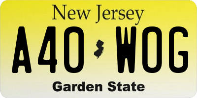 NJ license plate A40WOG