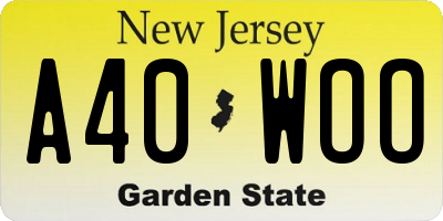 NJ license plate A40WOO