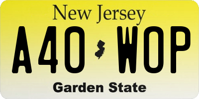 NJ license plate A40WOP