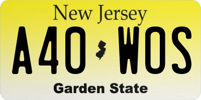 NJ license plate A40WOS