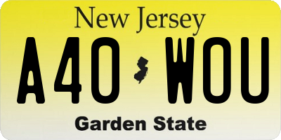 NJ license plate A40WOU