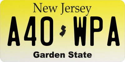 NJ license plate A40WPA