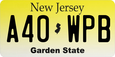 NJ license plate A40WPB