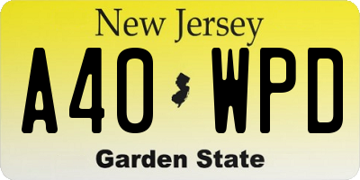 NJ license plate A40WPD