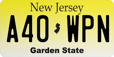 NJ license plate A40WPN