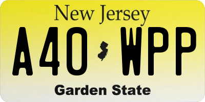 NJ license plate A40WPP