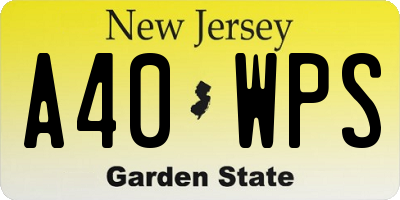 NJ license plate A40WPS