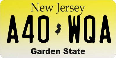 NJ license plate A40WQA