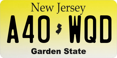 NJ license plate A40WQD