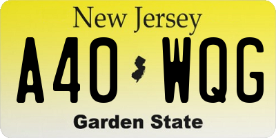 NJ license plate A40WQG