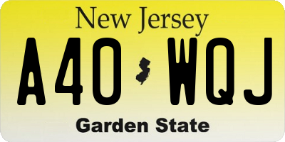 NJ license plate A40WQJ