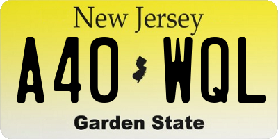 NJ license plate A40WQL