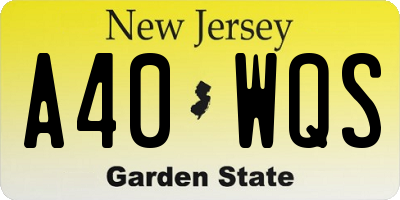 NJ license plate A40WQS