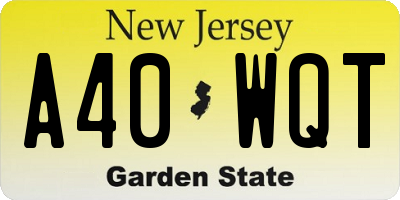 NJ license plate A40WQT
