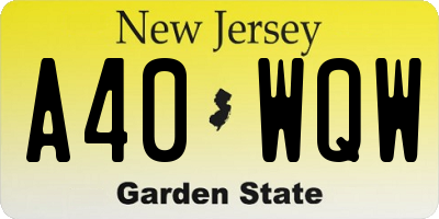 NJ license plate A40WQW
