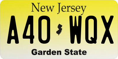 NJ license plate A40WQX