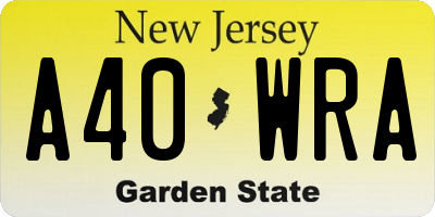 NJ license plate A40WRA