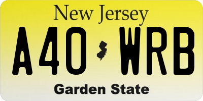 NJ license plate A40WRB