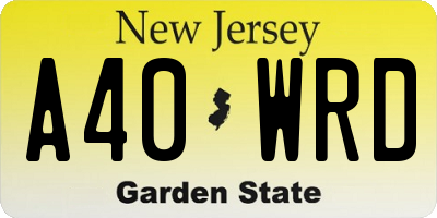 NJ license plate A40WRD