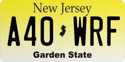 NJ license plate A40WRF