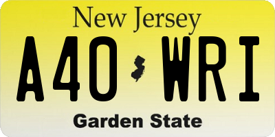 NJ license plate A40WRI