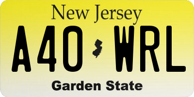 NJ license plate A40WRL