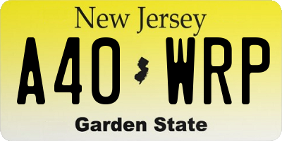 NJ license plate A40WRP