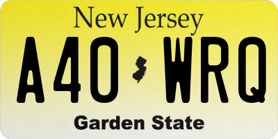 NJ license plate A40WRQ