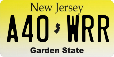 NJ license plate A40WRR