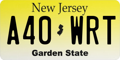 NJ license plate A40WRT