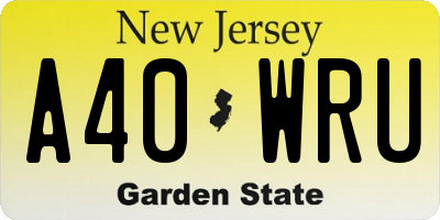 NJ license plate A40WRU