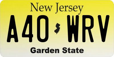 NJ license plate A40WRV