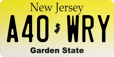 NJ license plate A40WRY