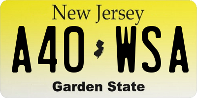 NJ license plate A40WSA