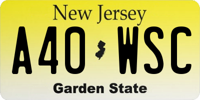 NJ license plate A40WSC