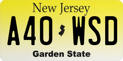 NJ license plate A40WSD