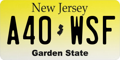 NJ license plate A40WSF