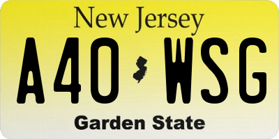 NJ license plate A40WSG